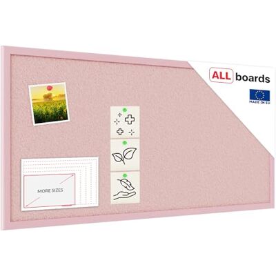 ALLboards Tableau en liège rose 80×40 cm cadre en bois laqué ROSE, Tableau d'Affichage Liège, Tableau pour Épingles - Publicité ALLboards Tableau en liège rose 80×40 cm cadre en bois laqué ROSE, Tableau d'Affichage Liège, Tableau pour Épingles - Publicité