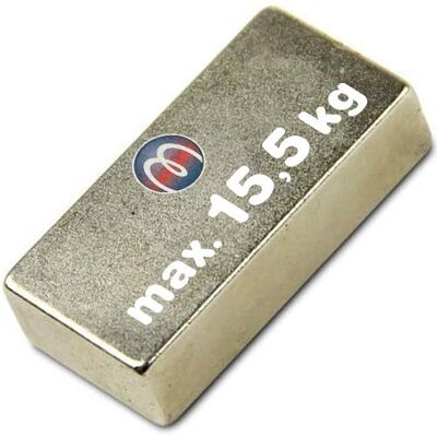 Magnosphere Aimant Bloc 40 x 15 x 10mm Néodyme N35, Nickelé force 15,5 kg - Publicité Magnosphere Aimant Bloc 40 x 15 x 10mm Néodyme N35, Nickelé force 15,5 kg - Publicité