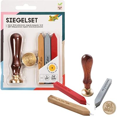 Folia Kit Sceau avec Manche en Bois et Cire cachée - Publicité Folia Kit Sceau avec Manche en Bois et Cire cachée - Publicité