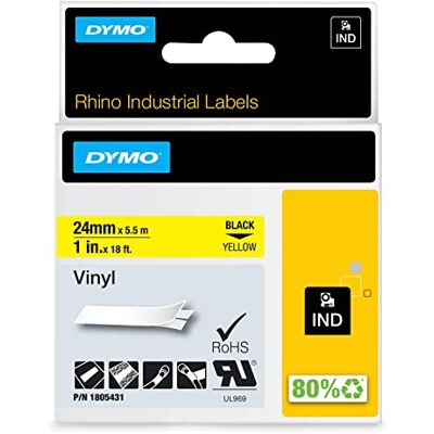 Dymo RHINO 1" YELLOW VINYL-24MM - Publicité Dymo RHINO 1" YELLOW VINYL-24MM - Publicité