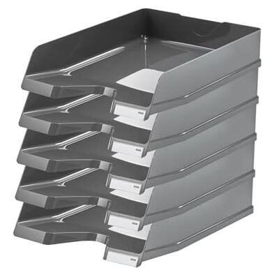 HAN Corbeille à courrier Viva, DIN A4/C4, empilable, avec clip Brillant, Lot de 5 gris foncé - Publicité HAN Corbeille à courrier Viva, DIN A4/C4, empilable, avec clip Brillant, Lot de 5 gris foncé - Publicité