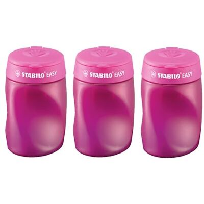 STABILO EASYsharpener Lot de 3 Taille-crayons ergonomiques rose avec réservoir Droitier - Publicité STABILO EASYsharpener Lot de 3 Taille-crayons ergonomiques rose avec réservoir Droitier - Publicité