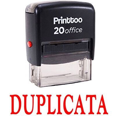 Printtoo Rubber Stamp DUPLICATA Self Encrage personnalisée Bureau philatélique fixe-Rouge - Publicité Printtoo Rubber Stamp DUPLICATA Self Encrage personnalisée Bureau philatélique fixe-Rouge - Publicité
