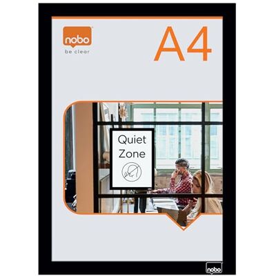 Nobo – Porte-Affiche A4 Mural, avec Cadre d’affichage Clipsable Anodisé, Remplacement des affiches facile et rapide, Autocollant, Cadre Noir, Lot de 2, 1915697 - Publicité Nobo – Porte-Affiche A4 Mural, avec Cadre d’affichage Clipsable Anodisé, Remplacement des affiches facile et rapide, Autocollant, Cadre Noir, Lot de 2, 1915697 - Publicité