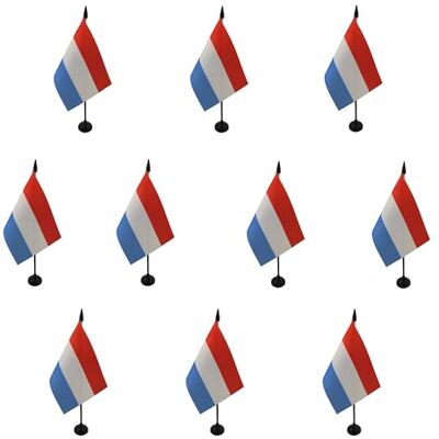 AZ FLAG Lot de 10 Drapeau De Table Luxembourg 15x10 cm 10 Mini Drapeaux Luxembourgeois De Bureau 100% Polyester Avec Hampe De 25cm Et Socle En Plastique Noir - Publicité AZ FLAG Lot de 10 Drapeau De Table Luxembourg 15x10 cm 10 Mini Drapeaux Luxembourgeois De Bureau 100% Polyester Avec Hampe De 25cm Et Socle En Plastique Noir - Publicité
