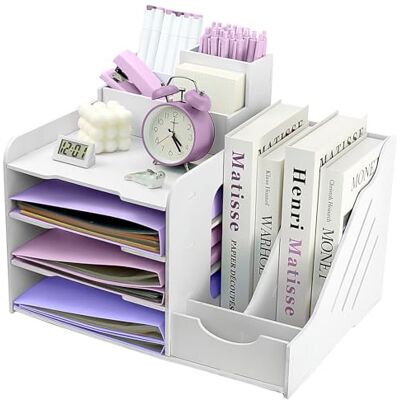 HMXLJJY Organisateur de corbeille à courrier Compartiments de rangement en papier A4 Bac de rangement de bureau à 4 étages Trieur de documents et organisateur de bureau avec étagère empilable - Publicité HMXLJJY Organisateur de corbeille à courrier Compartiments de rangement en papier A4 Bac de rangement de bureau à 4 étages Trieur de documents et organisateur de bureau avec étagère empilable - Publicité