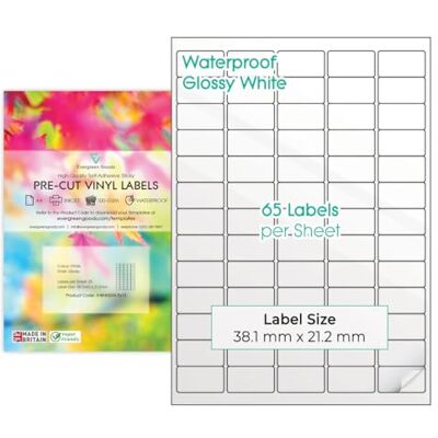 EVG Lot de 10 Feuilles A4 Étiquettes Autocollantes Imperméables Vinyle (PVC) - Publicité EVG Lot de 10 Feuilles A4 Étiquettes Autocollantes Imperméables Vinyle (PVC) - Publicité