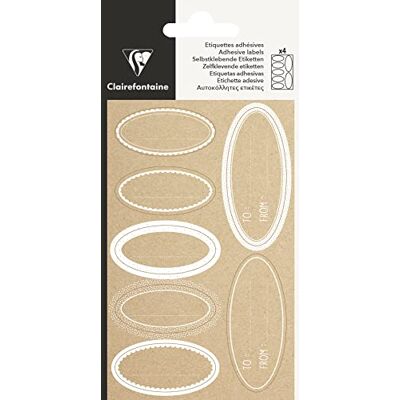 Clairefontaine 617068C Un Sachet De 28 Étiquettes Cadeaux Adhésives Blanches/Kraft Dimensions Packaging : 8,5x16cm Motif : Ovales Blancs, Aspect Kraft Étiquettes Pour Cadeaux Adhésives - Publicité Clairefontaine 617068C Un Sachet De 28 Étiquettes Cadeaux Adhésives Blanches/Kraft Dimensions Packaging : 8,5x16cm Motif : Ovales Blancs, Aspect Kraft Étiquettes Pour Cadeaux Adhésives - Publicité