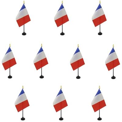 AZ FLAG Lot de 10 Drapeaux de Table France 15x10 cm Socle Plastique Usage intérieur Drapeau de bureau français finition cousue et bords renforcés polyester 100D - Publicité AZ FLAG Lot de 10 Drapeaux de Table France 15x10 cm Socle Plastique Usage intérieur Drapeau de bureau français finition cousue et bords renforcés polyester 100D - Publicité