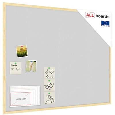 ALLboards Tableau en Liège Gris Clair avec Cadre en Bois 100x80cm, Tableau d'Affichage Liège, Tableau pour Épingles - Publicité ALLboards Tableau en Liège Gris Clair avec Cadre en Bois 100x80cm, Tableau d'Affichage Liège, Tableau pour Épingles - Publicité