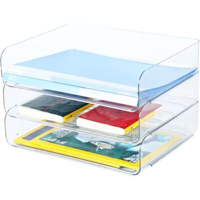HKeeper Corbeille à courrier empilable Stable-Bac à courrier Organisateur de Bureau Porte-Documents A4(Transparent-3 Couches) - Publicité HKeeper Corbeille à courrier empilable Stable-Bac à courrier Organisateur de Bureau Porte-Documents A4(Transparent-3 Couches) - Publicité
