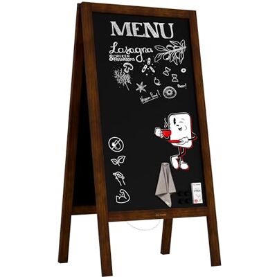 ALLboards - Chevalet Stop Trottoir Etanche 100x60cm - Cadre Bois laqué - Tableau ardoise - Publicité ALLboards - Chevalet Stop Trottoir Etanche 100x60cm - Cadre Bois laqué - Tableau ardoise - Publicité