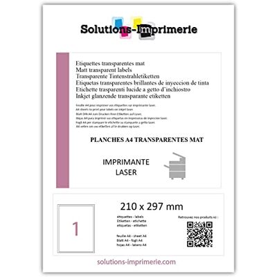 UNIVERS GRAPHIQUE 10 ex Etiquette adhésive polyester Transparent mat A4 pour imprimante laser autocollant pour support lisse plastique, verre, métal Résistant à l'humidité et chaleur (affiche Sticker bidon) - Publicité UNIVERS GRAPHIQUE 10 ex Etiquette adhésive polyester Transparent mat A4 pour imprimante laser autocollant pour support lisse plastique, verre, métal Résistant à l'humidité et chaleur (affiche Sticker bidon) - Publicité