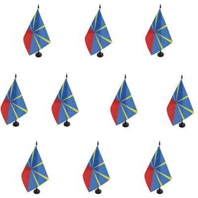 AZ FLAG Lot de 10 Drapeaux de Table La Réunion 21x14 cm Socle Plastique Usage intérieur Drapeau de bureau réunionais finition cousue et bords renforcés avec mât en plastique et socle en plastique - Publicité AZ FLAG Lot de 10 Drapeaux de Table La Réunion 21x14 cm Socle Plastique Usage intérieur Drapeau de bureau réunionais finition cousue et bords renforcés avec mât en plastique et socle en plastique - Publicité