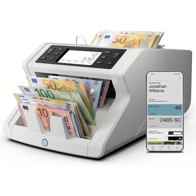 Safescan 2485-SC Compteuse de billets et détecteur de faux billets Détection sur 8 points Machine à compter les billets Compteur de billets compte la valeur les billets App - Publicité Safescan 2485-SC Compteuse de billets et détecteur de faux billets Détection sur 8 points Machine à compter les billets Compteur de billets compte la valeur les billets App - Publicité