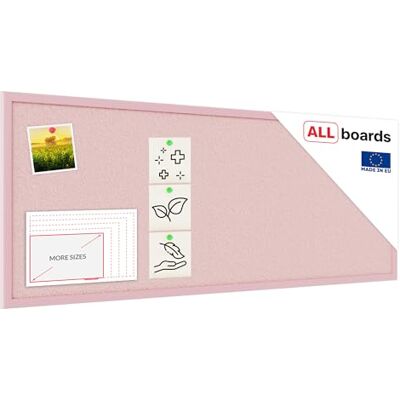 ALLboards Tableau en liège rose 100×40 cm cadre en bois laqué ROSE, Tableau d'Affichage Liège, Tableau pour Épingles - Publicité ALLboards Tableau en liège rose 100×40 cm cadre en bois laqué ROSE, Tableau d'Affichage Liège, Tableau pour Épingles - Publicité