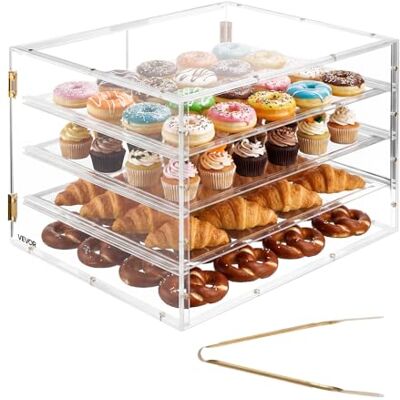 VEVOR Vitrine Comptoir de Boulangerie 57x45,5x40,5 cm à 4 Niveaux, Présentoir à Pâtisserie en Acrylique Transparent, pour Présentation Biscuits Desserts Beignets Pains, avec Porte Arrière Magnétique - Publicité VEVOR Vitrine Comptoir de Boulangerie 57x45,5x40,5 cm à 4 Niveaux, Présentoir à Pâtisserie en Acrylique Transparent, pour Présentation Biscuits Desserts Beignets Pains, avec Porte Arrière Magnétique - Publicité