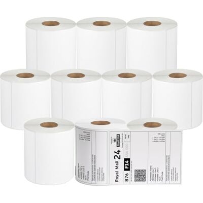 EVG Lot de 5 000 Étiquettes d'Expédition Thermiques 100 x 150 mm, 10 Rouleaux 500 étiquettes par rouleau, thermique directe, compatibles avec les imprimantes Zebra et Munbyn - Publicité EVG Lot de 5 000 Étiquettes d'Expédition Thermiques 100 x 150 mm, 10 Rouleaux 500 étiquettes par rouleau, thermique directe, compatibles avec les imprimantes Zebra et Munbyn - Publicité