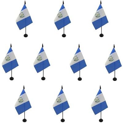 AZ FLAG Lot de 10 Drapeau De Table Guatemala 15x10 cm 10 Mini Drapeaux Guatémaltèque De Bureau 100% Polyester Avec Hampe De 25cm Et Socle En Plastique Noir - Publicité AZ FLAG Lot de 10 Drapeau De Table Guatemala 15x10 cm 10 Mini Drapeaux Guatémaltèque De Bureau 100% Polyester Avec Hampe De 25cm Et Socle En Plastique Noir - Publicité