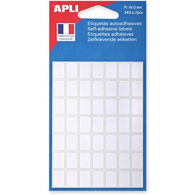 Apli 111908 étiquettes blanches 13x9 mm 343 étiquettes adhésif permanent, coins arrondis, idéal écriture manuelle bureau et école - Publicité Apli 111908 étiquettes blanches 13x9 mm 343 étiquettes adhésif permanent, coins arrondis, idéal écriture manuelle bureau et école - Publicité