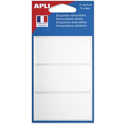 Agipa Sachet de 15 étiquettes multifonctions Enlevables 75x34 mm Blanc - Publicité Agipa Sachet de 15 étiquettes multifonctions Enlevables 75x34 mm Blanc - Publicité
