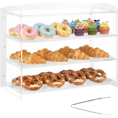 VEVOR Vitrine Comptoir de Boulangerie de 48,2x23,2x38 cm à 3 Niveaux, Présentoir à Pâtisserie en Acrylique Transparent, pour Présentation Biscuits Desserts Beignets Pains, avec Porte Relevable - Publicité VEVOR Vitrine Comptoir de Boulangerie de 48,2x23,2x38 cm à 3 Niveaux, Présentoir à Pâtisserie en Acrylique Transparent, pour Présentation Biscuits Desserts Beignets Pains, avec Porte Relevable - Publicité