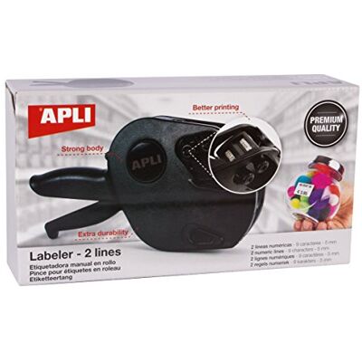 Apli 102365 Pince à Étiqueter Haute Qualité, 2 lignes/9 Caractères, 5mm - Publicité Apli 102365 Pince à Étiqueter Haute Qualité, 2 lignes/9 Caractères, 5mm - Publicité