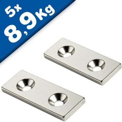 Magnosphere Aimant Bloc avec trou 50 x 10 x 3mm Néodyme N35 S pôle 5 pièces - Publicité Magnosphere Aimant Bloc avec trou 50 x 10 x 3mm Néodyme N35 S pôle 5 pièces - Publicité