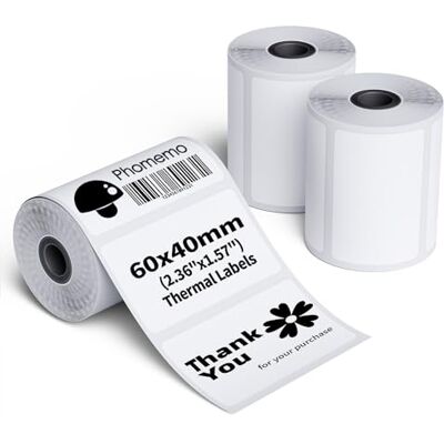 Phomemo 3 Rouleaux Étiquettes Autocollantes 60x40mm pour M110/M220, 540Pcs - Publicité Phomemo 3 Rouleaux Étiquettes Autocollantes 60x40mm pour M110/M220, 540Pcs - Publicité