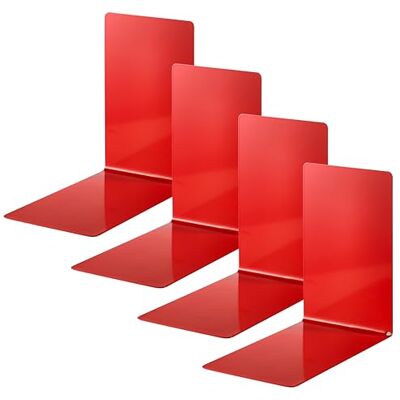ALCO -Albert Serre-livres en métal rouge, 4 pièces 14 x 14 x 8,5 cm, porte-livres pour livres, classeurs et magazines - Publicité ALCO -Albert Serre-livres en métal rouge, 4 pièces 14 x 14 x 8,5 cm, porte-livres pour livres, classeurs et magazines - Publicité