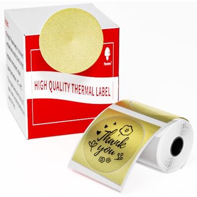 Phomemo Étiquettes rondes rondes M110 M108 M100 M120 M200 M220 M221 – Étiquettes thermiques pour prix, nom, adresse, logo, code-barres, 50 mm x 50 mm, or (140 étiquettes, 1 rouleau) - Publicité Phomemo Étiquettes rondes rondes M110 M108 M100 M120 M200 M220 M221 – Étiquettes thermiques pour prix, nom, adresse, logo, code-barres, 50 mm x 50 mm, or (140 étiquettes, 1 rouleau) - Publicité
