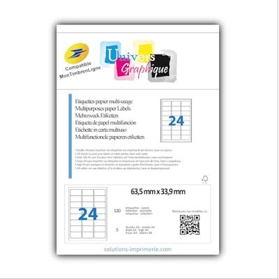 UNIVERS GRAPHIQUE 500 planches de 24 étiquette pour timbre soit 12.000 étiquettes 63,5 x 33,9 mm L7159 compatible mon timbre en ligne de la poste. FACTURE AVEC TVA référence UGT01-500 - Publicité UNIVERS GRAPHIQUE 500 planches de 24 étiquette pour timbre soit 12.000 étiquettes 63,5 x 33,9 mm L7159 compatible mon timbre en ligne de la poste. FACTURE AVEC TVA référence UGT01-500 - Publicité