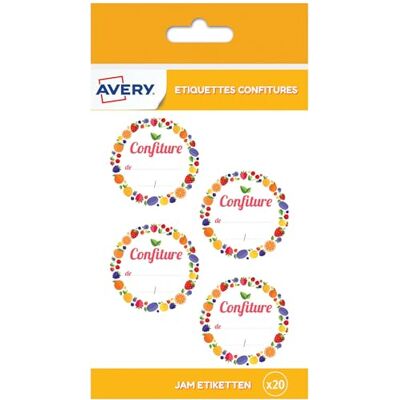 Avery Sachet de 20 étiquettes confitures Ø47,5 mm - Publicité Avery Sachet de 20 étiquettes confitures Ø47,5 mm - Publicité