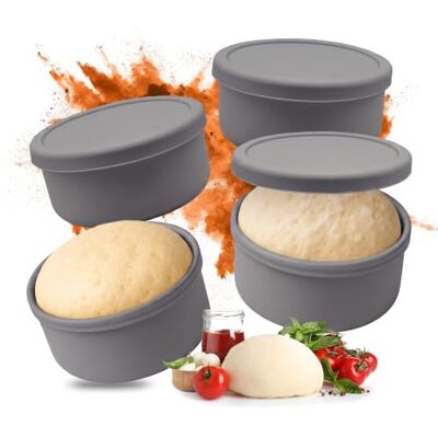 Relaxdays boîtes à pâte à pizza, lot de 4, silicone, gris foncé jusqu'à 350 g, congélation, couvercle, 6,5 x 14,5 cm - Publicité Relaxdays boîtes à pâte à pizza, lot de 4, silicone, gris foncé jusqu'à 350 g, congélation, couvercle, 6,5 x 14,5 cm - Publicité
