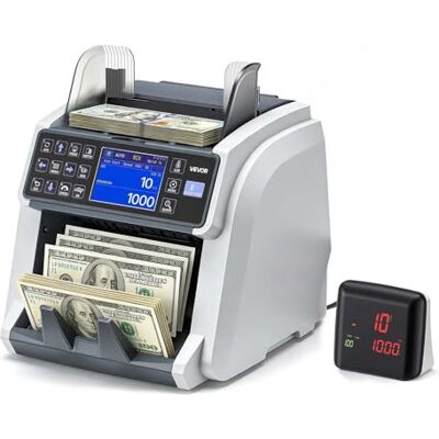 VEVOR Compteuse de Billets Multidevises et Valeurs Mixtes, Détecteur de Faux Billets Contrefaçon par CIS/UV/MG/IR/DD/DBL/HLF/CHN, pour Banque Caisse, avec Écran Externe, Vitesse de Comptage Réglable - Publicité VEVOR Compteuse de Billets Multidevises et Valeurs Mixtes, Détecteur de Faux Billets Contrefaçon par CIS/UV/MG/IR/DD/DBL/HLF/CHN, pour Banque Caisse, avec Écran Externe, Vitesse de Comptage Réglable - Publicité