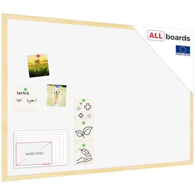 ALLboards Tableau en Liège Blanc avec Cadre en Bois 90x60cm, Tableau d'Affichage Liège, Tableau pour Épingles - Publicité ALLboards Tableau en Liège Blanc avec Cadre en Bois 90x60cm, Tableau d'Affichage Liège, Tableau pour Épingles - Publicité