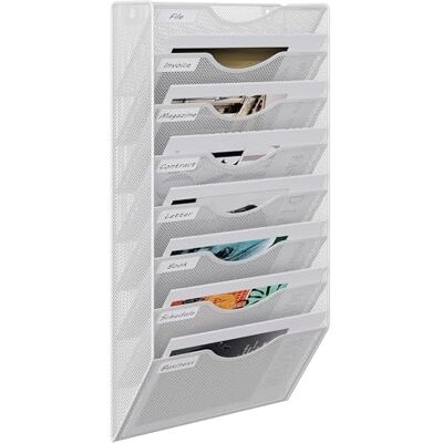 EasyPAG 8 Compartiments Métal Porte Revue Mural Porte Document Suspendu A4 Organisateur de Bureau à Suspendre Banette de Rangement Range Papier Corbeille a Courrier Murale,Blanc - Publicité EasyPAG 8 Compartiments Métal Porte Revue Mural Porte Document Suspendu A4 Organisateur de Bureau à Suspendre Banette de Rangement Range Papier Corbeille a Courrier Murale,Blanc - Publicité