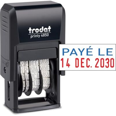 Trodat Tampon "PAYE LE" + date Printy 4850L2 - Publicité Trodat Tampon "PAYE LE" + date Printy 4850L2 - Publicité