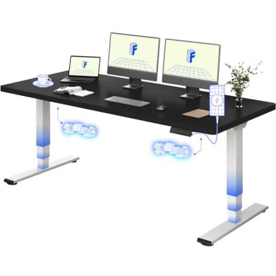 FLEXISPOT E5 Plus Bureau Assis Debout 180x80, Double Moteur, USB Plateau monobloc 25 mm, 3 Segments, charge 120 kg, anti-collision, 4 mémoires, garantie cadre 5 ans, Plateau Noir+Blanc - Publicité FLEXISPOT E5 Plus Bureau Assis Debout 180x80, Double Moteur, USB Plateau monobloc 25 mm, 3 Segments, charge 120 kg, anti-collision, 4 mémoires, garantie cadre 5 ans, Plateau Noir+Blanc - Publicité