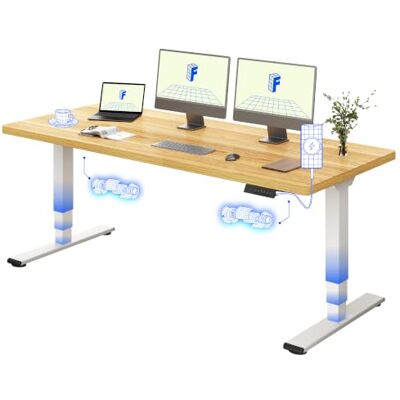 FLEXISPOT E5 Plus Bureau Assis Debout 180x80, Double Moteur, USB Plateau monobloc 25 mm, 3 Segments, charge 120 kg, anti-collision, 4 mémoires, garantie cadre 5 ans, Plateau Érable+Blanc - Publicité FLEXISPOT E5 Plus Bureau Assis Debout 180x80, Double Moteur, USB Plateau monobloc 25 mm, 3 Segments, charge 120 kg, anti-collision, 4 mémoires, garantie cadre 5 ans, Plateau Érable+Blanc - Publicité