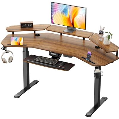 EUREKA ERGONOMIC Bureau Gaming LED 182x76cm en Forme d'Aile Bureau Assis Debout Électrique Bureau Gamer Réglable en Hauteur avec Plateau pour Clavier, Étagère de Moniteur - Publicité EUREKA ERGONOMIC Bureau Gaming LED 182x76cm en Forme d'Aile Bureau Assis Debout Électrique Bureau Gamer Réglable en Hauteur avec Plateau pour Clavier, Étagère de Moniteur - Publicité