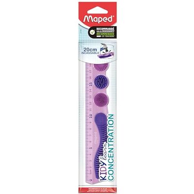 Maped Règle 20cm Kidy Learn Concentration Violette Système Grip - Publicité Maped Règle 20cm Kidy Learn Concentration Violette Système Grip - Publicité