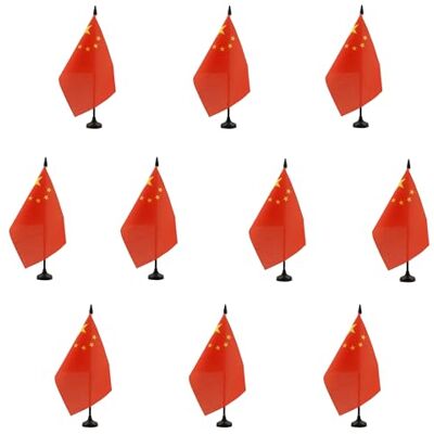 AZ FLAG Lot de 10 Drapeaux de Table Chine 21x14 cm Socle Plastique Usage intérieur Drapeau de bureau chinois 中国 finition cousue et bords renforcés avec mât en plastique et socle en plastique - Publicité AZ FLAG Lot de 10 Drapeaux de Table Chine 21x14 cm Socle Plastique Usage intérieur Drapeau de bureau chinois 中国 finition cousue et bords renforcés avec mât en plastique et socle en plastique - Publicité