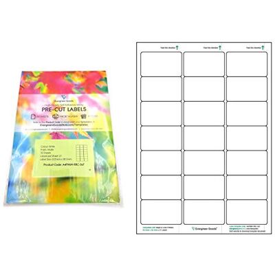 EVG Evergreen Goods Lot de 2 100 Étiquettes Autocollantes A4 100 Feuilles Papier Blanc Mat, Imprimables Jet d'Encre et Laser 21 Étiquettes par Feuille (3 x 7) Dos, 2 100 au Total, Prédécoupées - Publicité EVG Evergreen Goods Lot de 2 100 Étiquettes Autocollantes A4 100 Feuilles Papier Blanc Mat, Imprimables Jet d'Encre et Laser 21 Étiquettes par Feuille (3 x 7) Dos, 2 100 au Total, Prédécoupées - Publicité