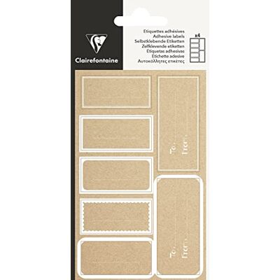 Clairefontaine 617066C 28 Etq Adhésives 8,5x16cm Rectangles Blanc/Kraft - Publicité Clairefontaine 617066C 28 Etq Adhésives 8,5x16cm Rectangles Blanc/Kraft - Publicité