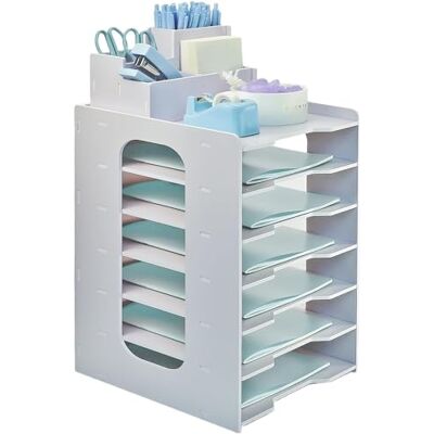 TSDRBWO 7 Niveaux Bac à Courrier Empilable, Corbeille à Courrier, A4 Organisateur de Bureau Bois Plastique, Plateau de Papier Blanc, Banette de Rangement Bureau, Range Document Bureau pour Maison École - Publicité TSDRBWO 7 Niveaux Bac à Courrier Empilable, Corbeille à Courrier, A4 Organisateur de Bureau Bois Plastique, Plateau de Papier Blanc, Banette de Rangement Bureau, Range Document Bureau pour Maison École - Publicité