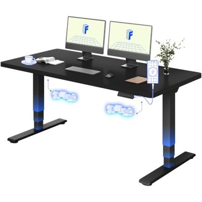 FLEXISPOT E5 Plus Bureau Assis Debout 160x80, Double Moteur, USB Plateau monobloc 25 mm, 3 Segments, charge 120 kg, anti-collision, 4 mémoires, garantie cadre 5 ans, Plateau Noir+Noir - Publicité FLEXISPOT E5 Plus Bureau Assis Debout 160x80, Double Moteur, USB Plateau monobloc 25 mm, 3 Segments, charge 120 kg, anti-collision, 4 mémoires, garantie cadre 5 ans, Plateau Noir+Noir - Publicité