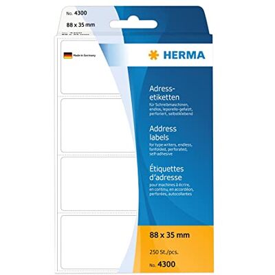 HERMA étiquettes adresses, 88x35mm,pli en accordéon,blanchesContenu: 250 étiquettes, perforation a - Publicité HERMA étiquettes adresses, 88x35mm,pli en accordéon,blanchesContenu: 250 étiquettes, perforation a - Publicité