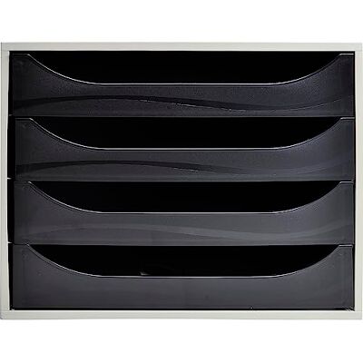 EXACOMPTA 5 ETOILES Module de classement ECO gris et 4 tiroirs noirs Polystyrène 28,4 x 23,4 x 34,8 cm - Publicité EXACOMPTA 5 ETOILES Module de classement ECO gris et 4 tiroirs noirs Polystyrène 28,4 x 23,4 x 34,8 cm - Publicité
