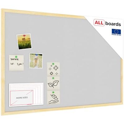 ALLboards Tableau en Liège Gris Clair avec Cadre en Bois 90x60cm, Tableau d'Affichage Liège, Tableau pour Épingles - Publicité ALLboards Tableau en Liège Gris Clair avec Cadre en Bois 90x60cm, Tableau d'Affichage Liège, Tableau pour Épingles - Publicité